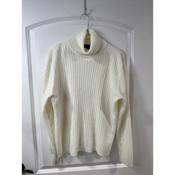 Laura Scott Cable Knit Turtleneck Sweater Women’s XL Ivory Cream Pullover cozy - Picture 2 of 8